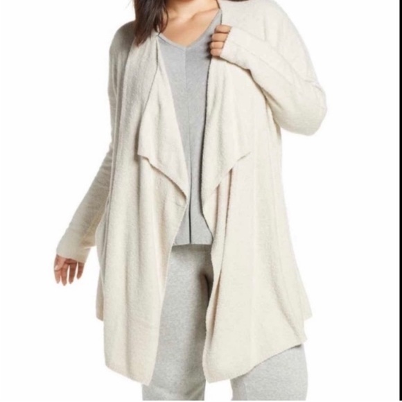 NWT Barefoot Dreams 2X Bisque Cream CozyChic Island Lite Open Sweater Cardigan - Picture 1 of 6